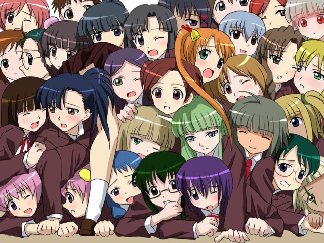 evangeline a.k. mcdowell, kagurazaka asuna, sakurazaki setsuna, miyazaki nodoka, ayase yue, and 25 more (mahou sensei negima!) drawn by sanshita