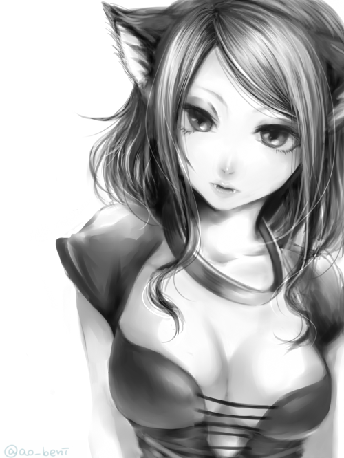 Anime neko girl drawing