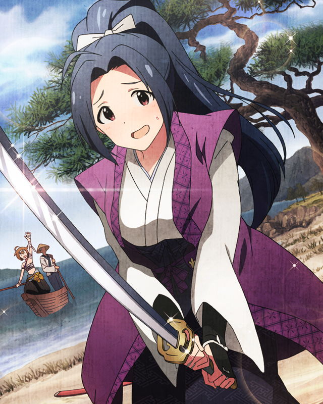 miura azusa, ibuki tsubasa, miyamoto musashi, and sasaki kojirou (idolmaster and 1 more)