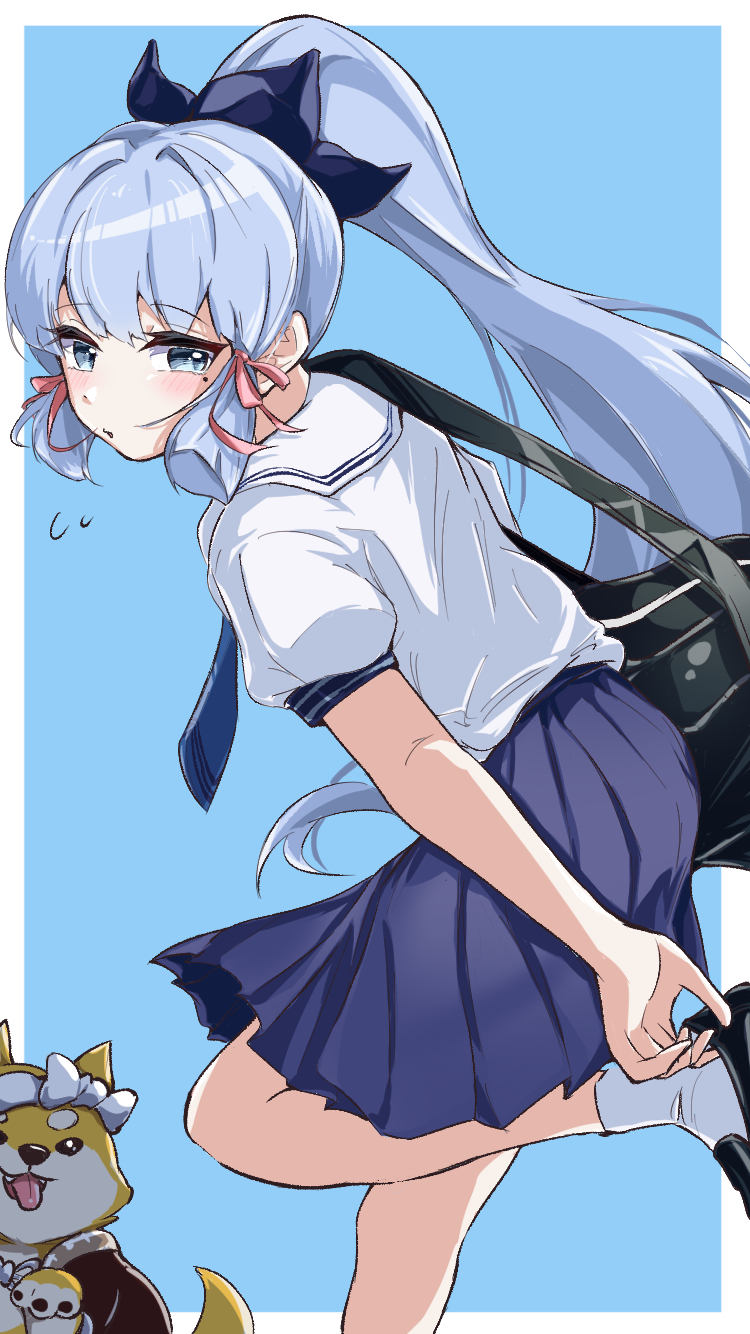 kamisato ayaka and taroumaru (genshin impact) drawn by cashew_0_dgren