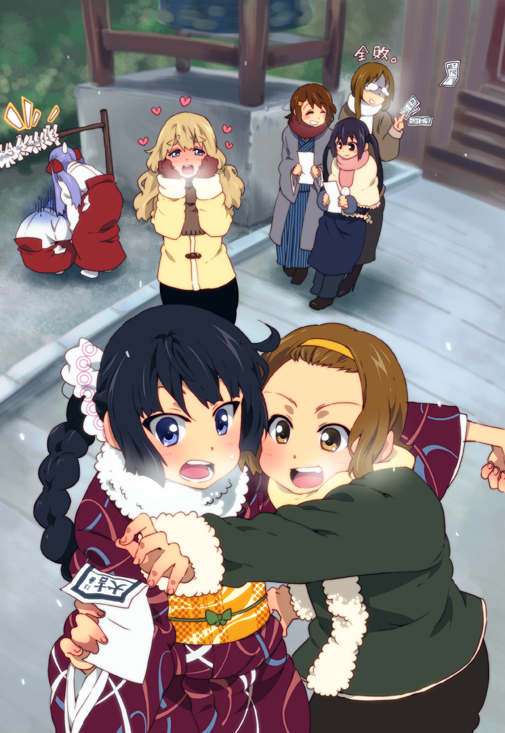 akiyama mio, nakano azusa, hirasawa yui, tainaka ritsu, hiiragi kagami, and 3 more (k-on! and 2 more) drawn by takanashi_ringo