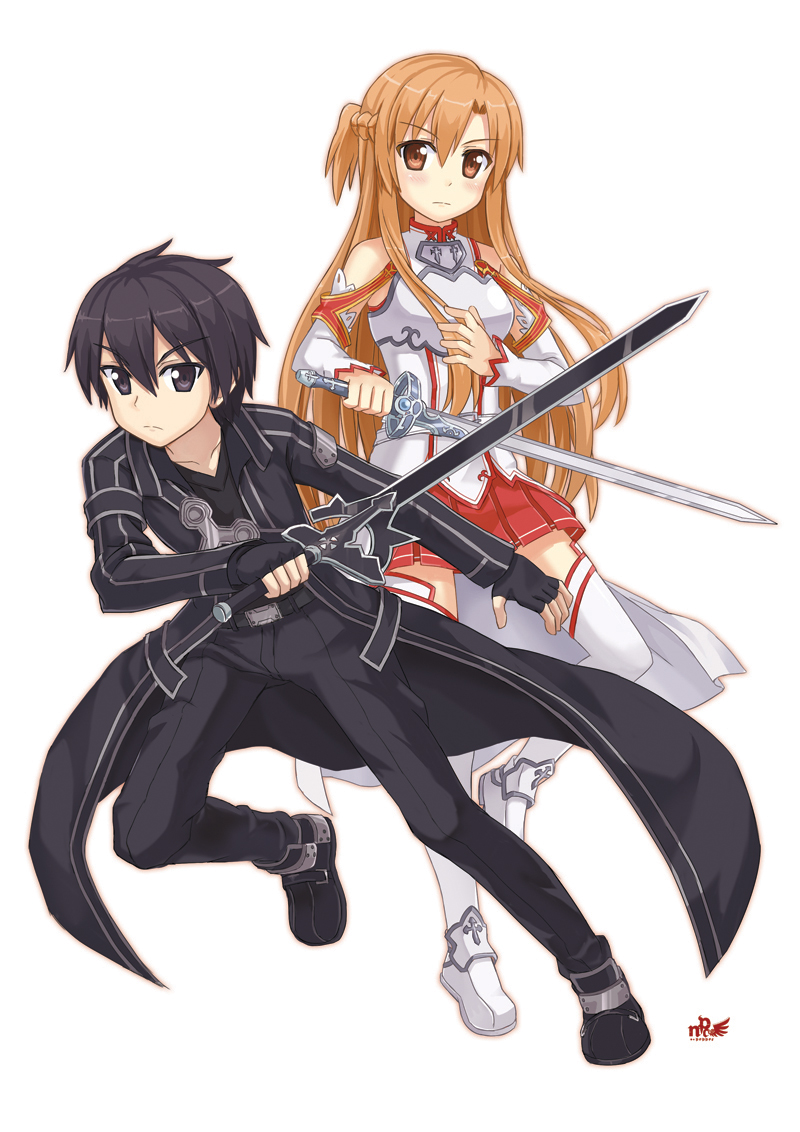 asuna and kirito (sword art online) drawn by npcpepper