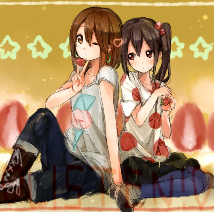 nakano azusa and hirasawa yui (k-on!) drawn by kirisawa_saki