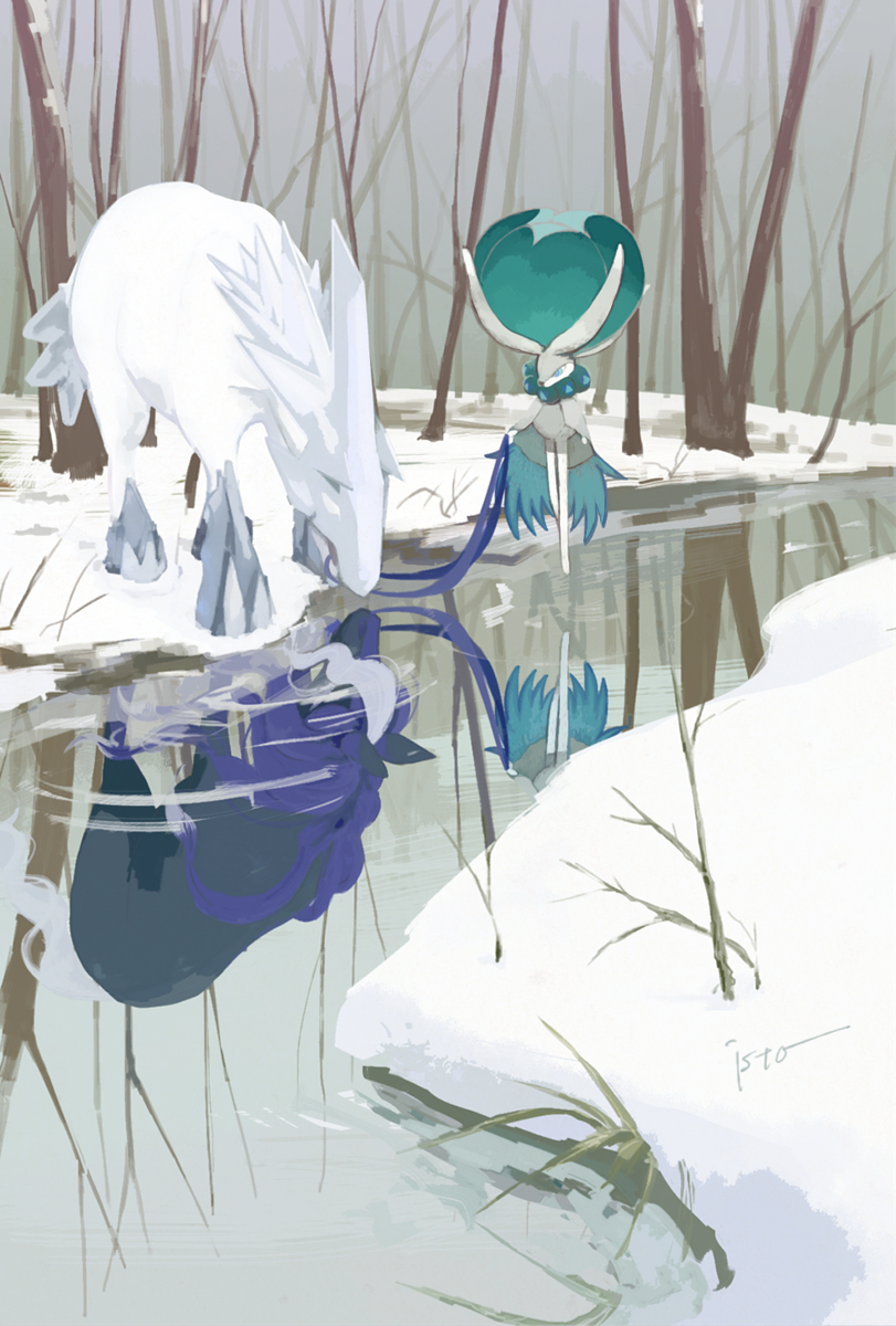 calyrex, spectrier, and glastrier (pokemon) drawn by isutai