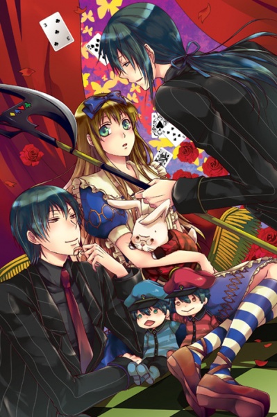 white rabbit, alice liddell, peter white, tweedle dum, and tweedle dee (alice's adventures in wonderland and 1 more) drawn by fujimaru_mamenosuke