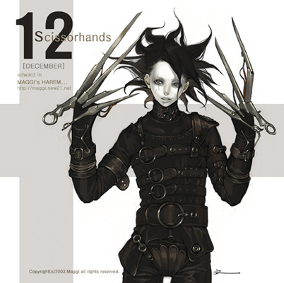 edward scissorhands (edward scissorhands) drawn by maggi