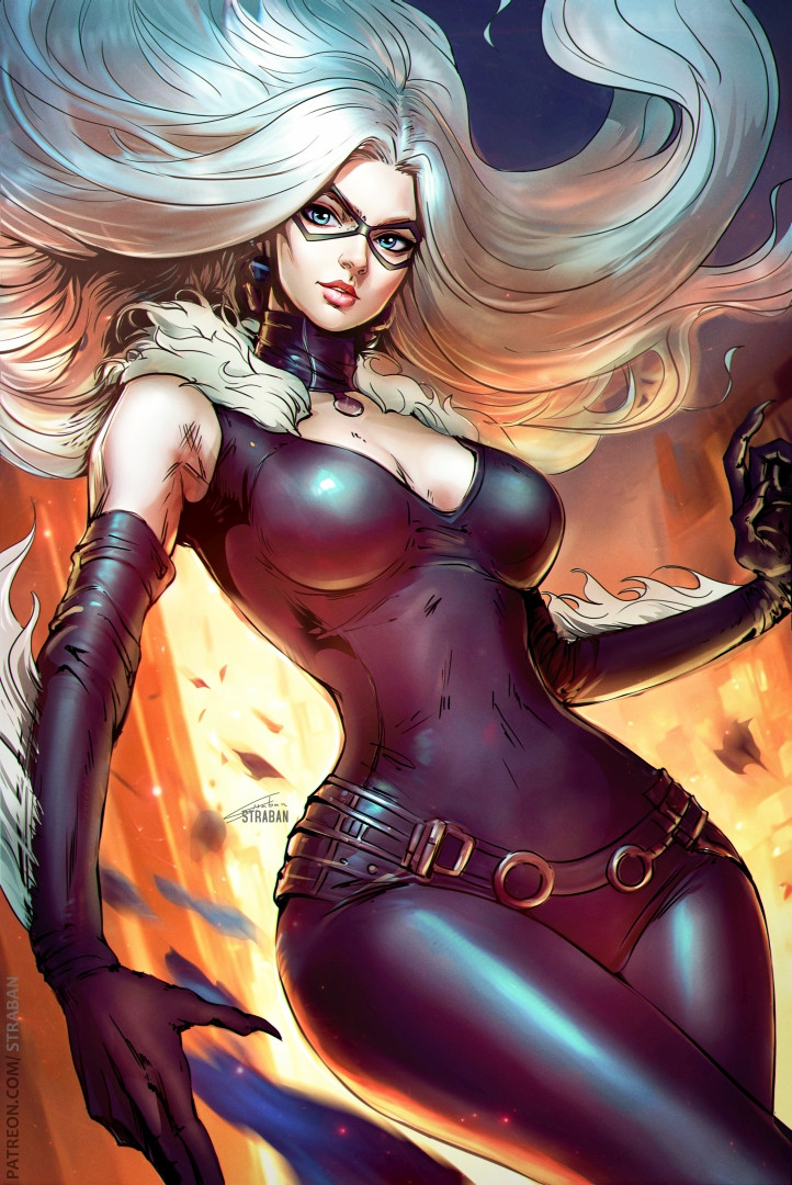 black cat and felicia hardy (marvel and 1 more) drawn by straban