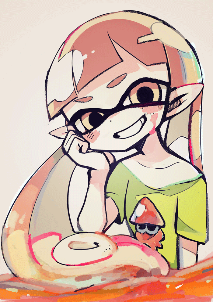 inkling player character and inkling girl (splatoon) drawn by terada_tera