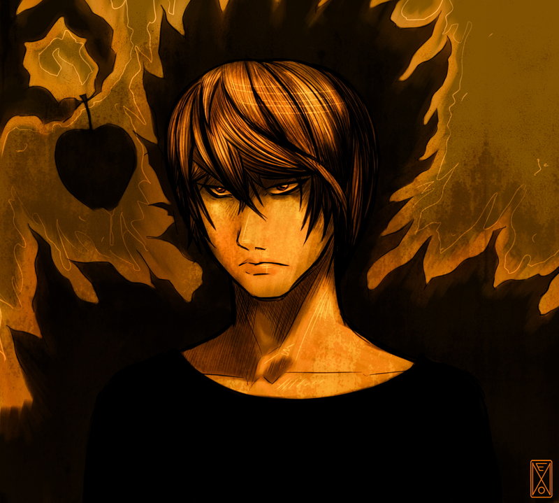 yagami light and ryuk (death note) drawn by neonirvana