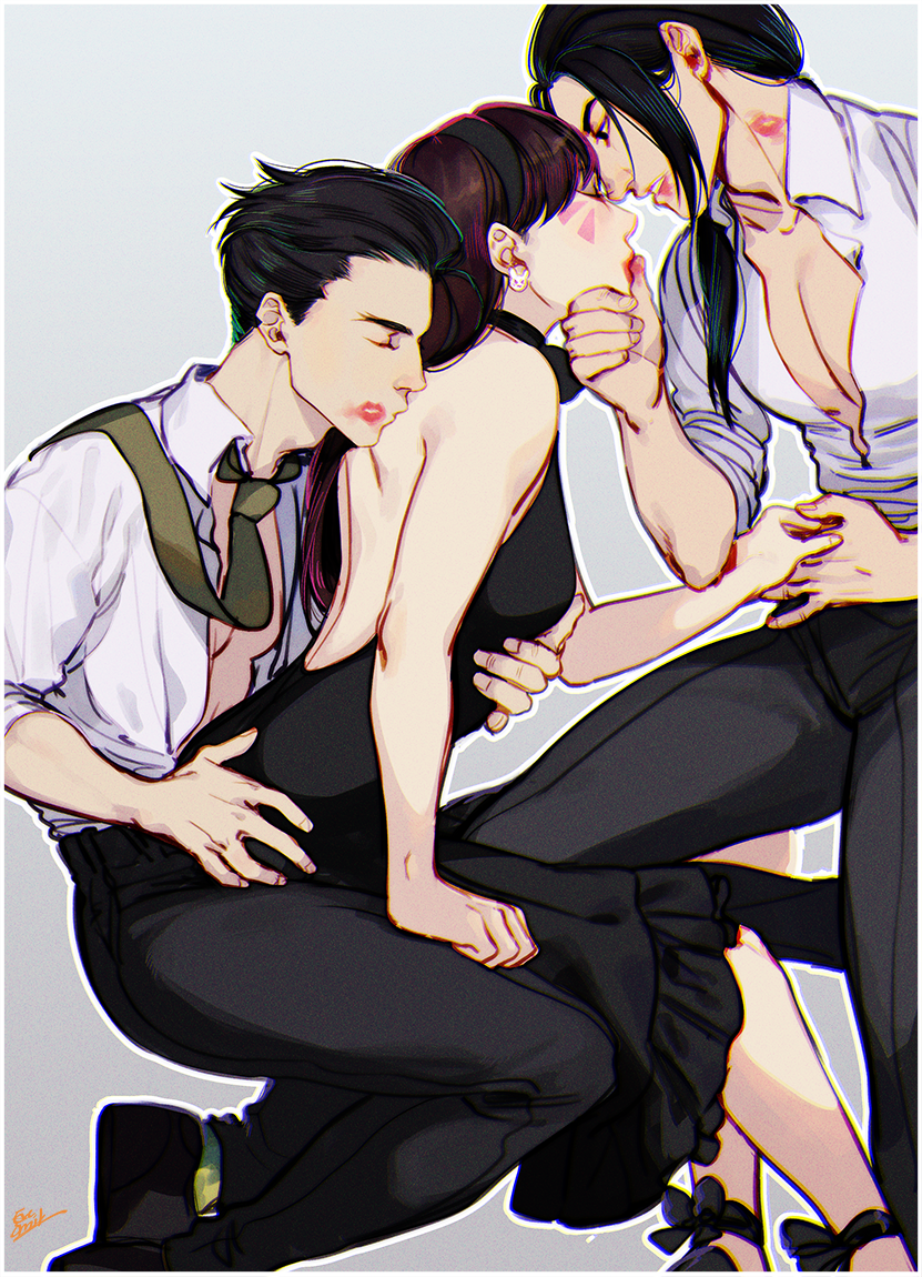 d.va, genji, and hanzo (overwatch and 1 more) drawn by eva_smith