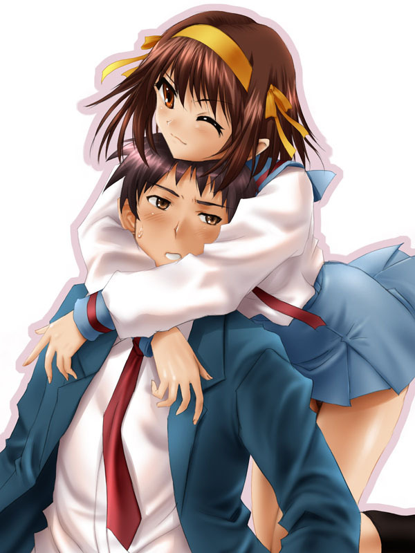 suzumiya haruhi and kyon (suzumiya haruhi no yuuutsu) drawn by pin.x