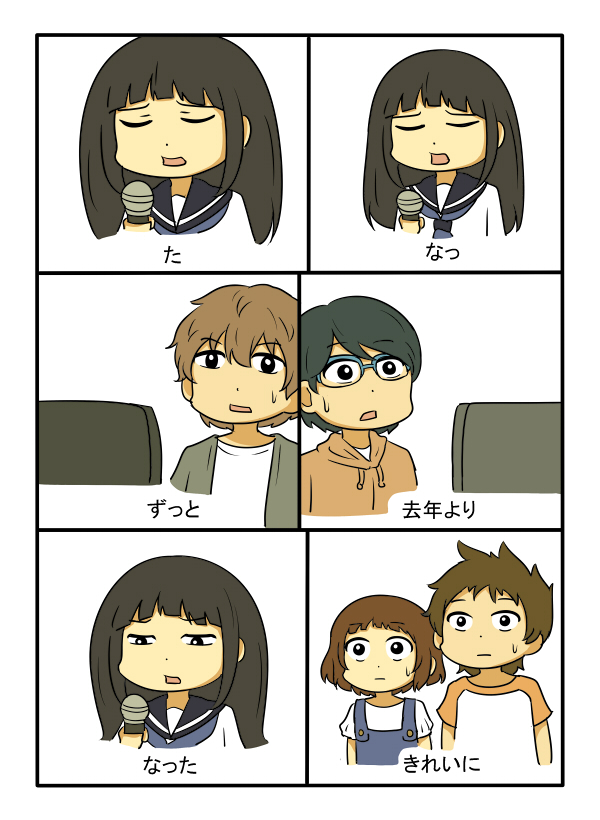 chitanda eru, ibara mayaka, fukube satoshi, tanabe jirou, and kugayama muneyoshi (hyouka) drawn by shiitake_nabe_tsukami