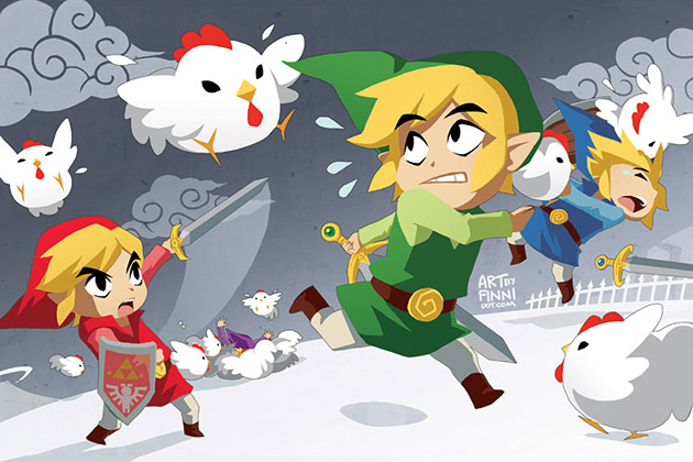link, toon link, and cucco (the legend of zelda and 1 more) drawn by finni_chang