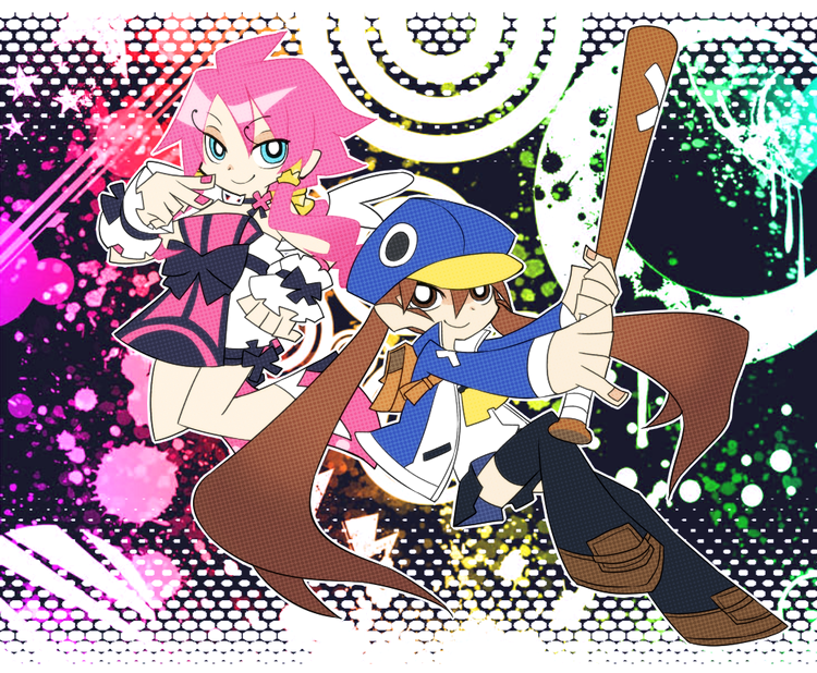 prinny, kazamatsuri fuuka, and vulcanus (panty & stocking with garterbelt and 3 more) drawn by tsukiko_(meltdown)