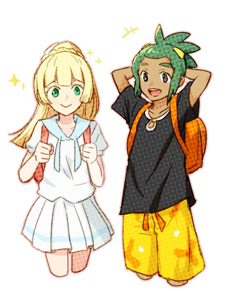 lillie and hau (pokemon and 1 more) drawn by hinata_(ryohinata)