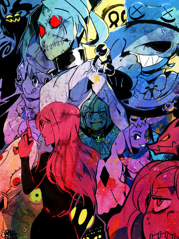 filia, samson, squigly, ms. fortune, leviathan, and 8 more (skullgirls) drawn by yojio_(2188)