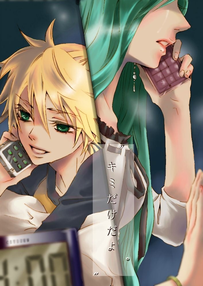 hatsune miku and kagamine len (vocaloid and 1 more) drawn by hakuseki