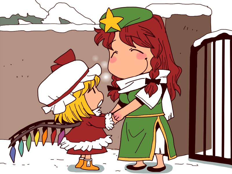 flandre scarlet and hong meiling (touhou) drawn by onikobe_rin