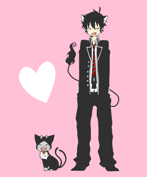okumura rin and kuro (ao no exorcist) drawn by kiryu_(chooooco)