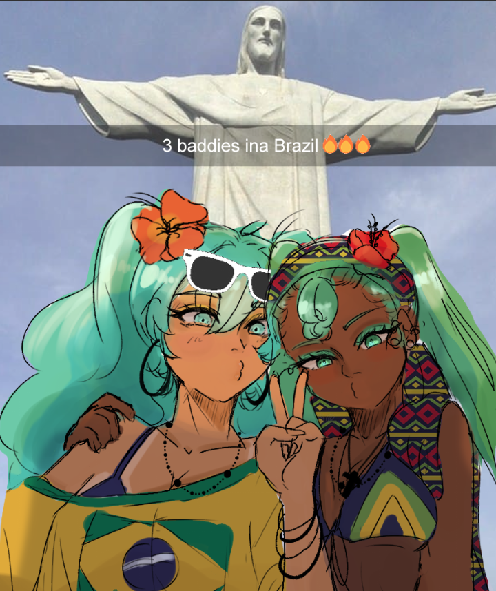 hatsune miku, brazilian miku, jesus, and jamaican miku (vocaloid and 1 more) drawn by zerotalkstomuch