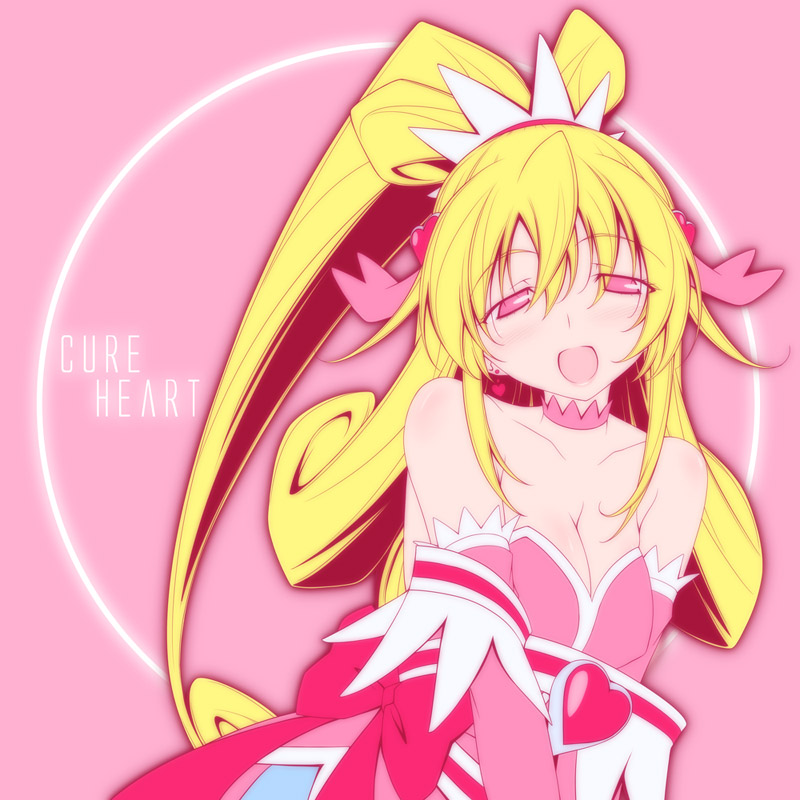 aida mana and cure heart (precure and 1 more) drawn by kikuchi_tsutomu