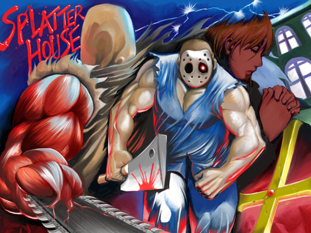 rick, jennifer, and biggy man (splatterhouse) drawn by hermeskyo