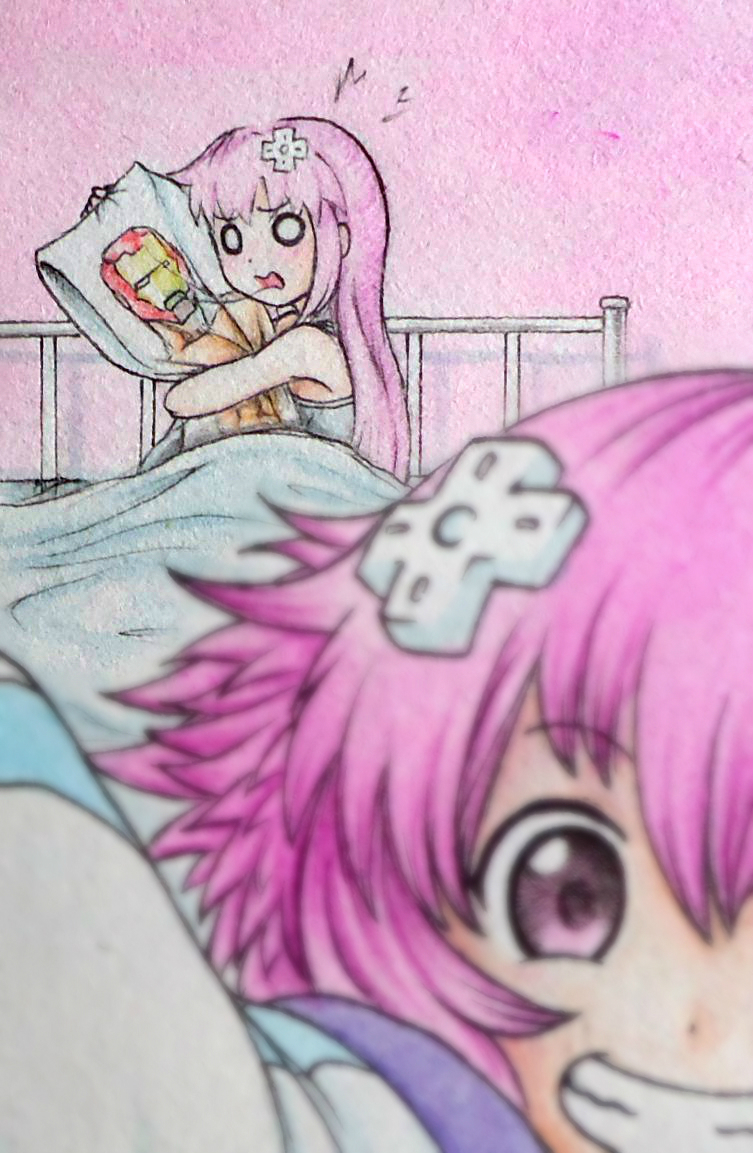 neptune, nepgear, and iron man (marvel and 1 more) drawn by isaki_tanaka