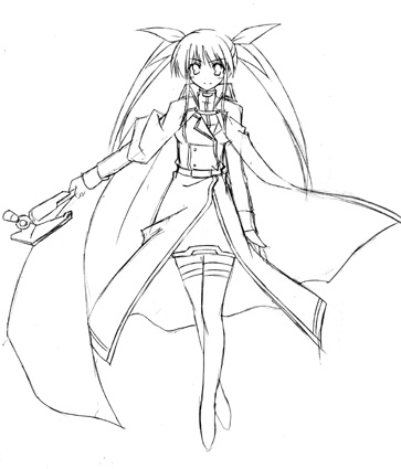 fate testarossa and bardiche (lyrical nanoha and 1 more) drawn by yuki_shin