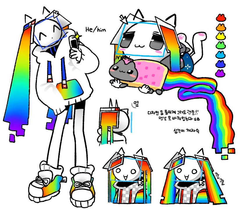 nyan cat and moraler (original and 2 more) drawn by bomal1215