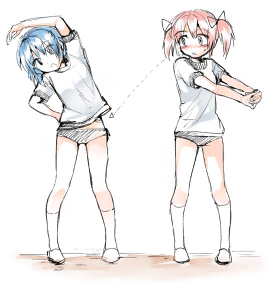 kaname madoka and miki sayaka (mahou shoujo madoka magica) drawn by dddoochi1