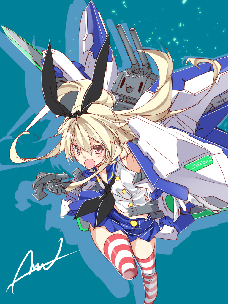 shimakaze, rensouhou-chan, and gundam amazing exia (kantai collection and 2 more) drawn by mtu_(orewamuzituda)