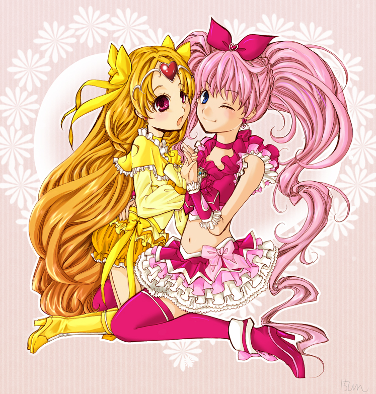 houjou hibiki, cure melody, shirabe ako, and cure muse (precure and 1 more) drawn by 15um