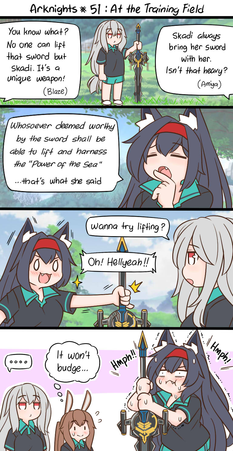amiya, skadi, and blaze (arknights and 1 more) drawn by guin_guin