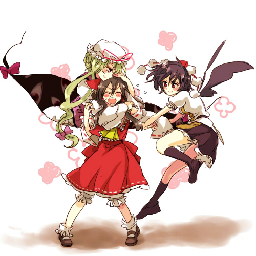hakurei reimu, yakumo yukari, and shameimaru aya (touhou) drawn by popoin