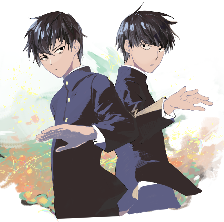 kageyama shigeo and kageyama ritsu (mob psycho 100) drawn by melso