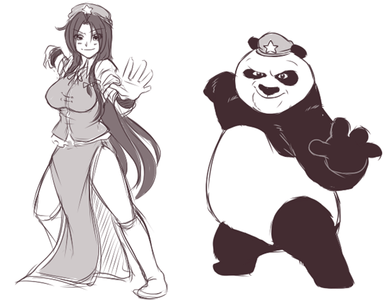 hong meiling and po (touhou and 1 more) drawn by neko_majin