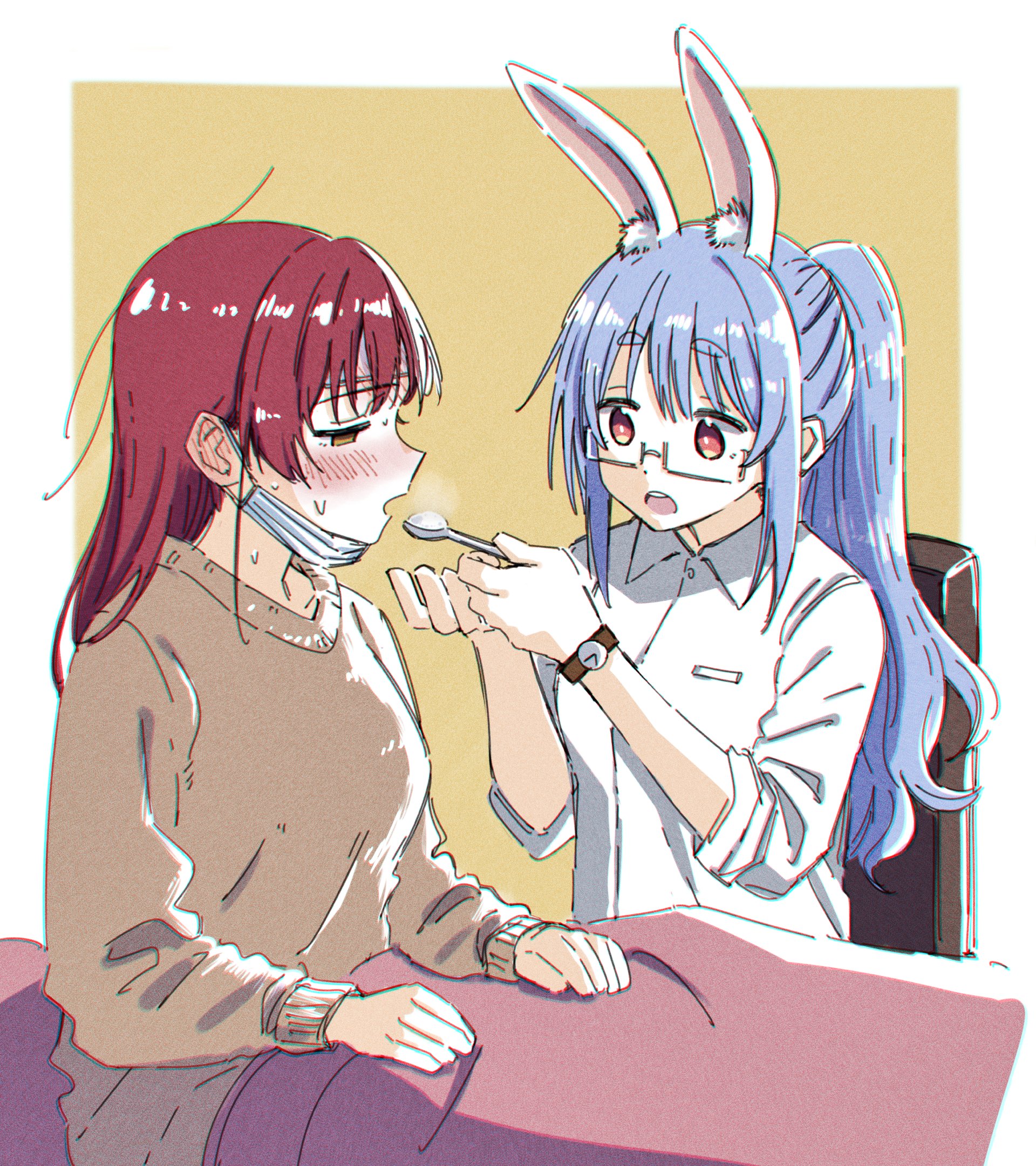 houshou marine and usada pekora (hololive) drawn by homura_(