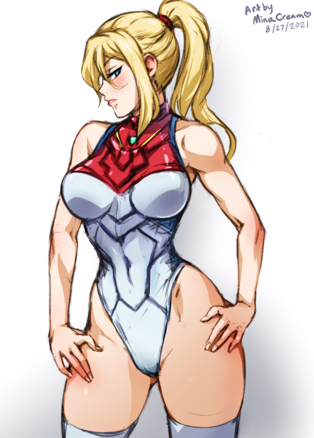 samus aran (metroid and 1 more) drawn by mina_cream