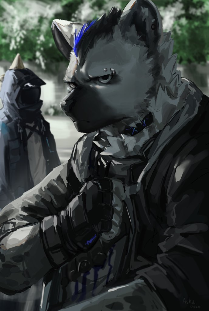 doctor and spot (arknights) drawn by ashu_monster