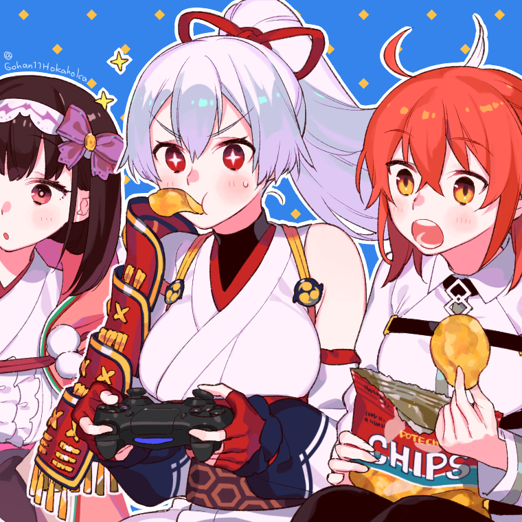 fujimaru ritsuka, tomoe gozen, and osakabehime (fate and 1 more) drawn by sara_(kurome1127)