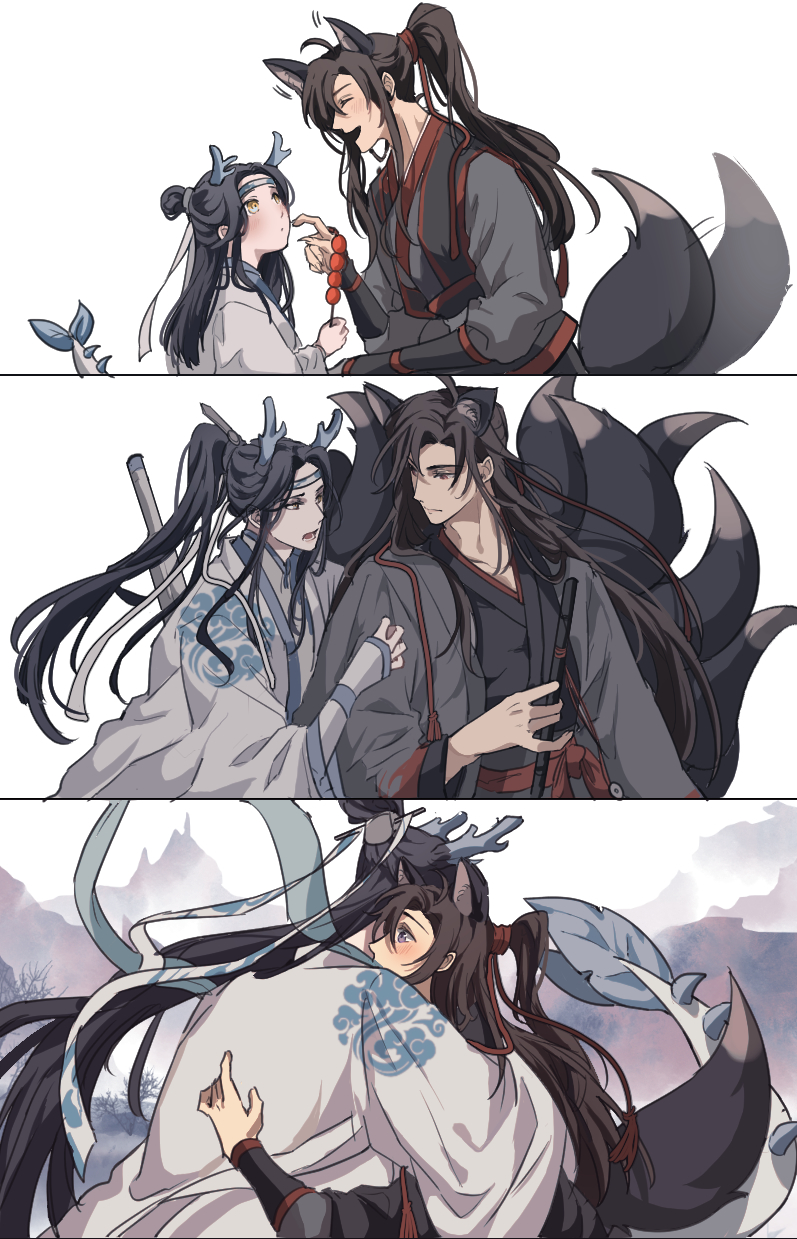 wei wuxian and lan wangji (modao zushi) drawn by ronpu_cooing