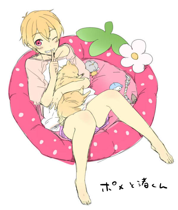 hazuki nagisa and iwatobi-chan (free!) drawn by mery-chan
