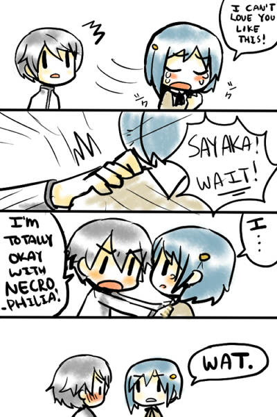 miki sayaka and kamijou kyousuke (mahou shoujo madoka magica) drawn by kataro