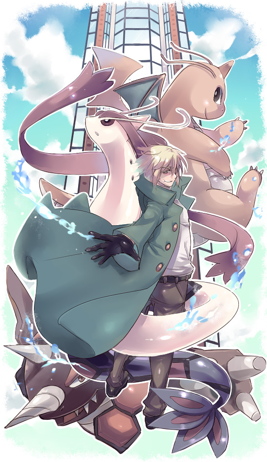 dragonite, milotic, rhyperior, and palmer (pokemon and 2 more) drawn by hizuki_(hidu_aki)