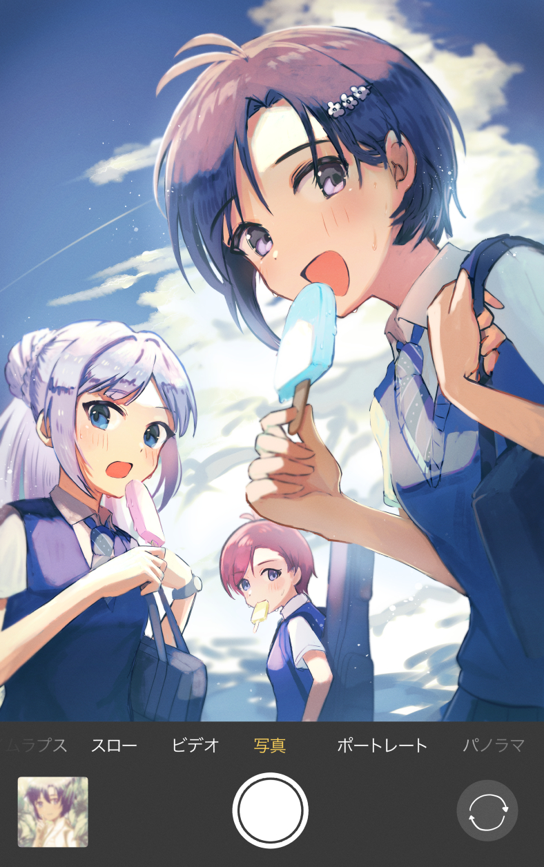 kikuchi makoto, shiraishi tsumugi, and julia (idolmaster and 1 more) drawn by miyagi