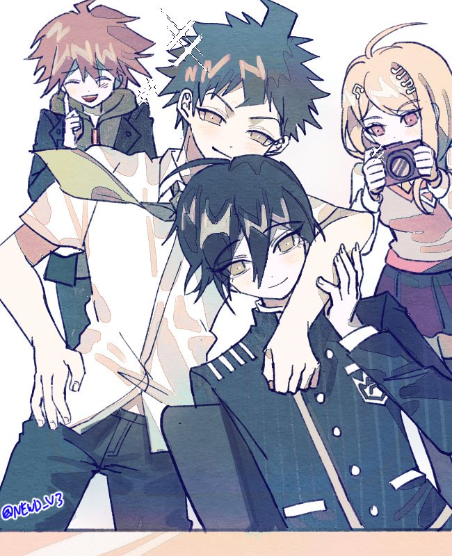 saihara shuichi, hinata hajime, akamatsu kaede, and naegi makoto (danganronpa and 3 more) drawn by gg_(dddcoco)