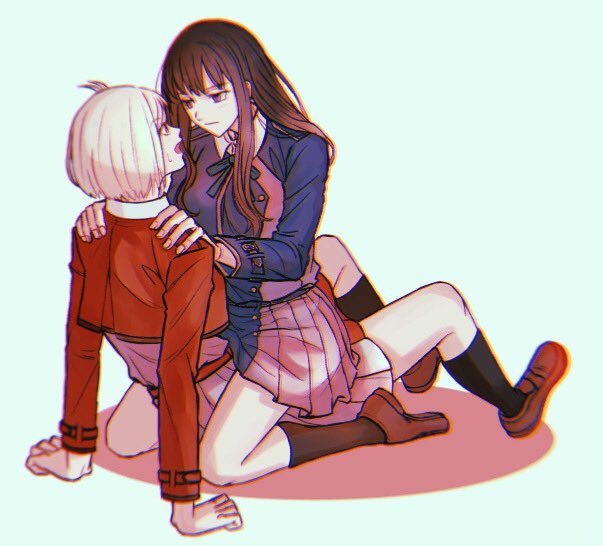 nishikigi chisato and inoue takina (lycoris recoil) drawn by kumabehaso