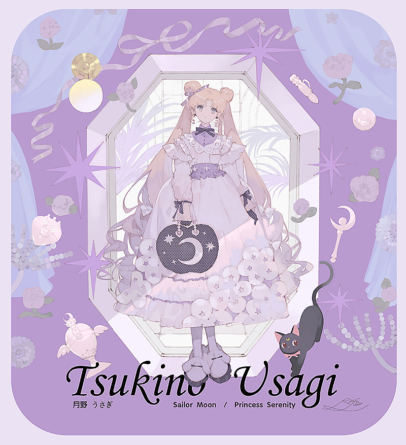 tsukino usagi and luna (bishoujo senshi sailor moon and 1 more) drawn by ririfa