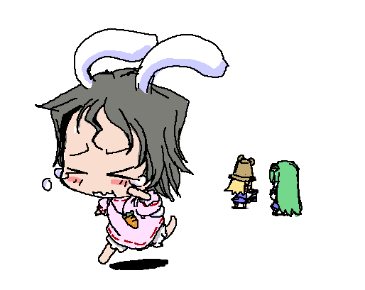 kochiya sanae, moriya suwako, and inaba tewi (touhou) drawn by baku_taso