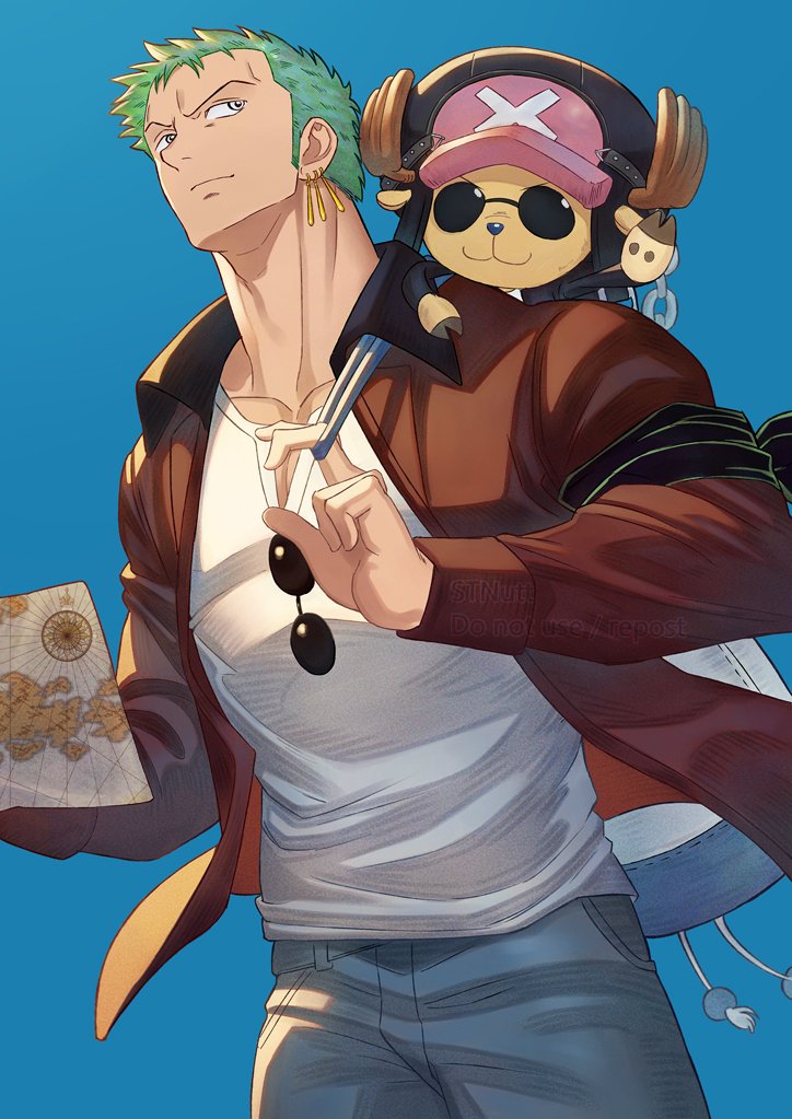 roronoa zoro and tony tony chopper (one piece) drawn by stnutt